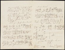 Letter to Carolyne Sayn-Wittgenstein including the closing measures of Das Rheingold, 1854.
