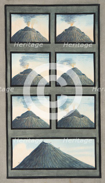 Snapshots of the eruption of Mount Vesuvius from 8th July to 29th October, 1767.
