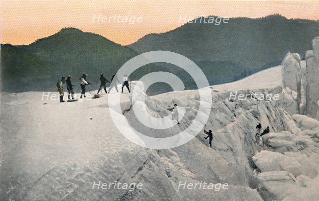 'Crossing a Glacier, Mount Rainier', c1916. Artist: Asahel Curtis.