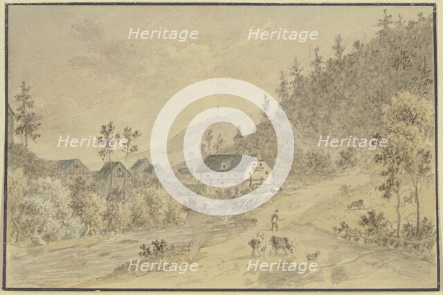 Small village by a stream in the mountains, late 18th century. Creator: Friedrich Christian Reinermann?.