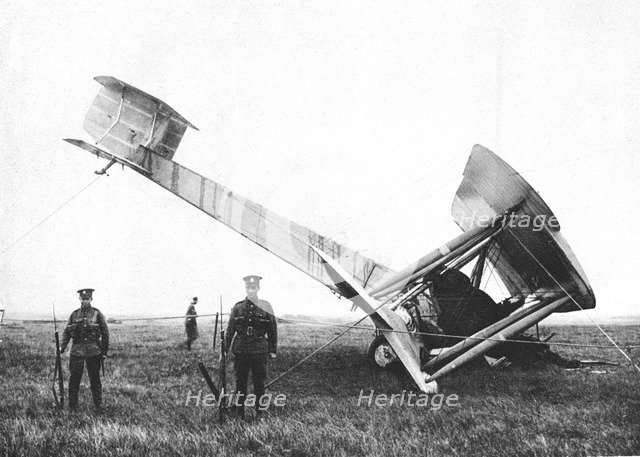 Alcock and Brown's aeroplane after completing the first non-stop transatlantic flight, 1919. Artist: Unknown