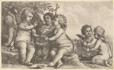 Jesus, St. John the Baptist and four cherubs, 1625-77. Creator: Wenceslaus Hollar.