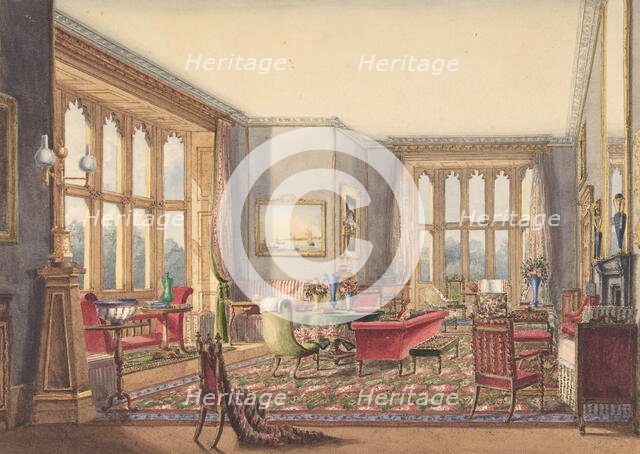 Drawing Room, Guys Cliffe, Warwickshire, 1860. Creator: Anon.