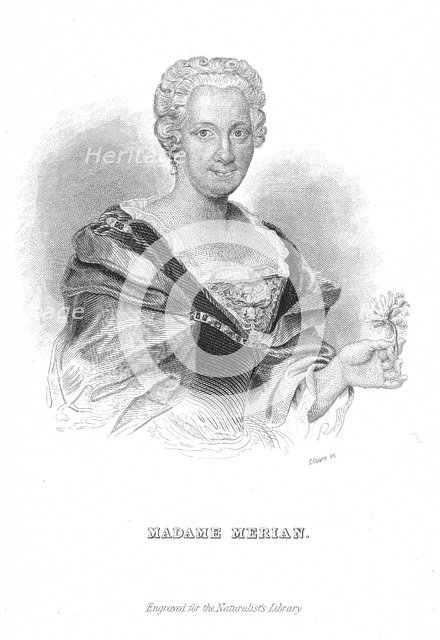 Maria Sibylla Merian, German naturalist and flower painter. Artist: William Home Lizars