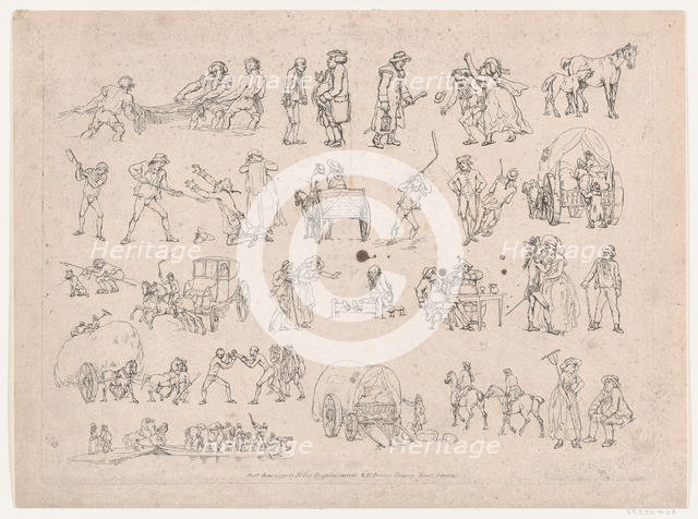 Plate 4, Outlines of Figures, Landscapes and Cattle...for the Use of Learners, Ma..., March 8, 1790. Creator: Thomas Rowlandson.