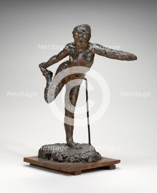 Dancer Holding Her Right Foot in Her Right Hand, possibly 1900/1911. Creator: Edgar Degas.