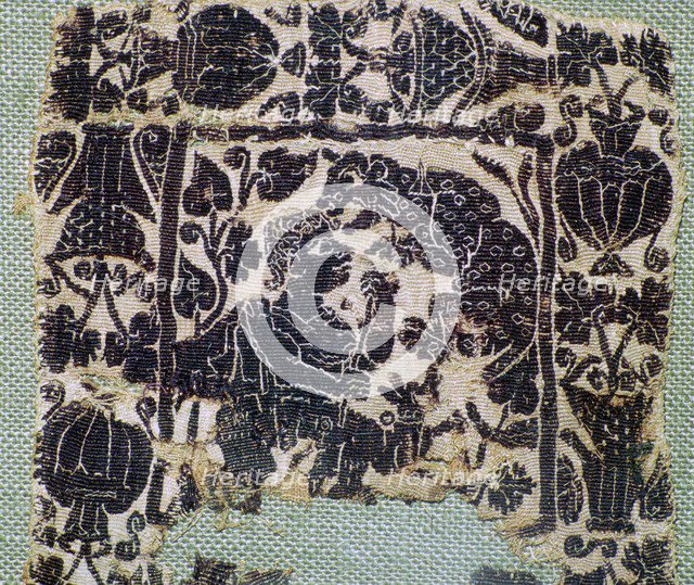 Coptic Textie of a panther attacking a man, 6th century. Artist: Unknown