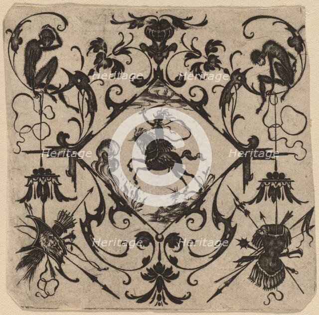 Ornament with Grotesque, 1616. Creator: Johannes Crato von Crafftheim.