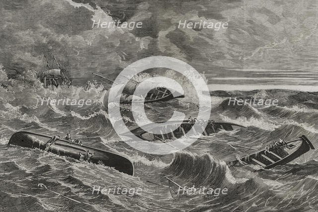 Wreck of fishing boats on the coast of the Cantabrian Sea, caused by the "galerna", April 20, 1878.  Creator: Rafael Monleon.