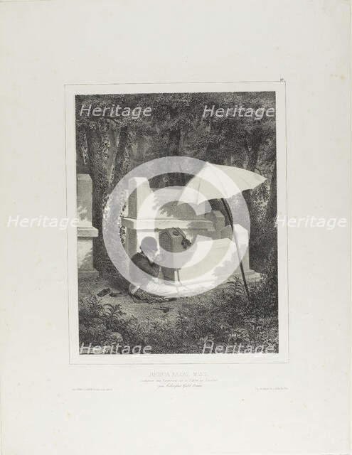 Portrait of Juguda Kazaz, Misiz, at Work as a Tomb Sculptor in the Josaphat Valley, Near T..., 1837. Creator: Auguste Raffet.