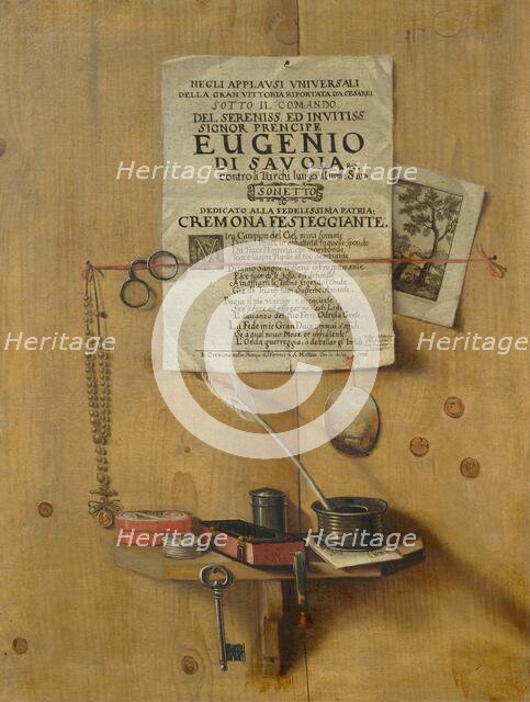 Trompe-l'oeil with a poem and writing utensils. Creator: Gianlisi, Antonio, the Younger (1677-1727).