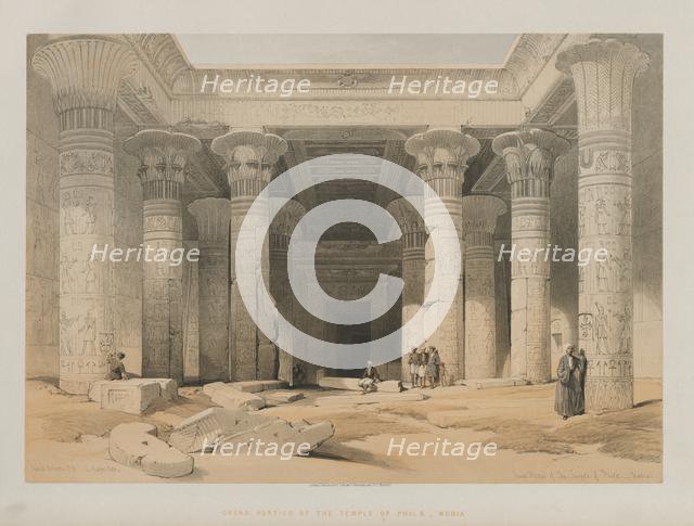 Egypt and Nubia, Volume I: Grand Portico of the Temple of Philae, Nubia, 1847. Creator: Louis Haghe (British, 1806-1885); F.G.Moon, 20 Threadneedle Street, London.