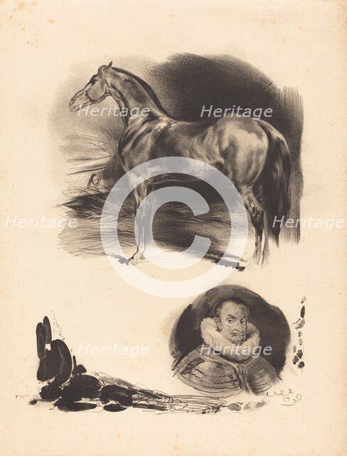 Sketches of a Horse and a Nobleman. Creator: Unknown.