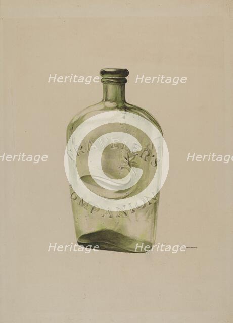 Glass Whiskey Flask, c. 1939. Creator: G. A. Spangenberg.