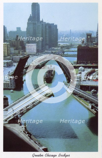 Greater Chicago bridges, Illinois, USA, 1953. Artist: Unknown