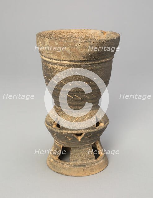 Cup with Interior Rattle and Incised and Openwork Decoration, Korea, Three Kingdoms..., 5th century. Creator: Unknown.