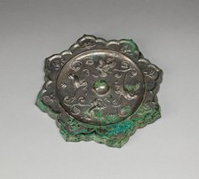 Lobed Mirror with Birds, Insects, and Floral Sprays, Tang dynasty (A.D. 618-907), 8th century. Creator: Unknown.