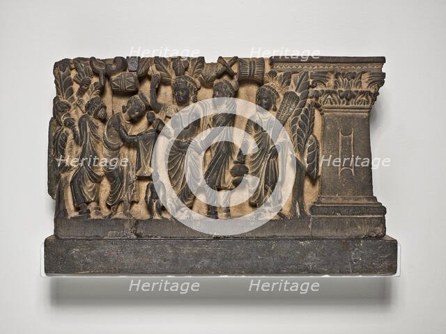 The Birth and the First Seven Steps of the Buddha, Kushan period, about 2nd/3rd century. Creator: Unknown.