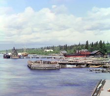 Kareshka boat yard [Russian Empire], 1909. Creator: Sergey Mikhaylovich Prokudin-Gorsky.