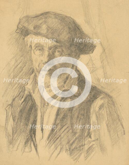 Self-portrait, 1945. Creator: Elemír Halász-Hradil.