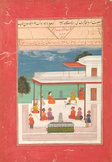 A Raja and a Guest Seated on a Terrace Listening to Musicians Perform..., AH 1214/1799-1800 AD. Creator: Unknown.