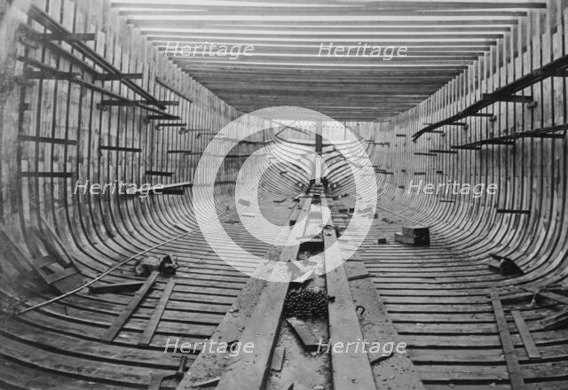 McEachern Yard, Astoria, interior wooden ship, between c1915 and c1920. Creator: Bain News Service.
