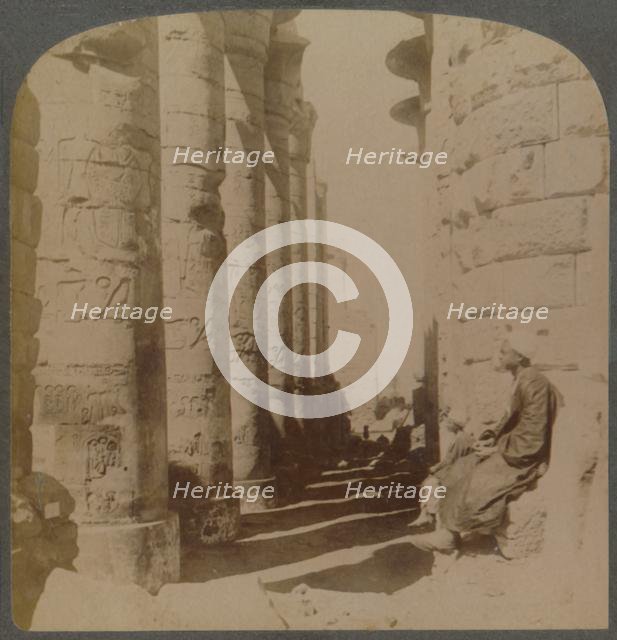 'The famous colonnade of the great Hypostyle Hall in the Temple of Karnak, Thebes, Egypt', 1897. Creator: Underwood & Underwood.