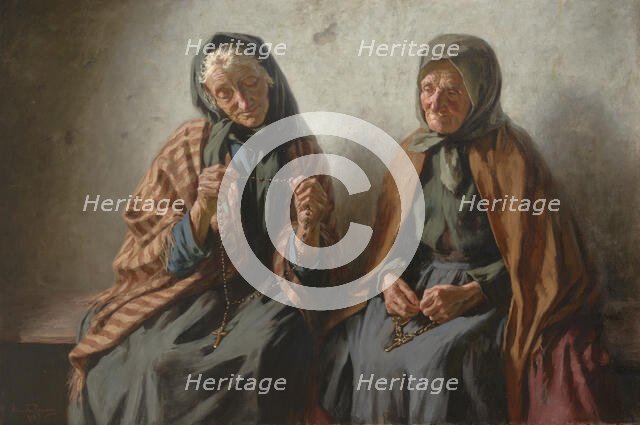 Women Praying in the Porch, 1902. Creator: Mieczyslaw Reyzner.