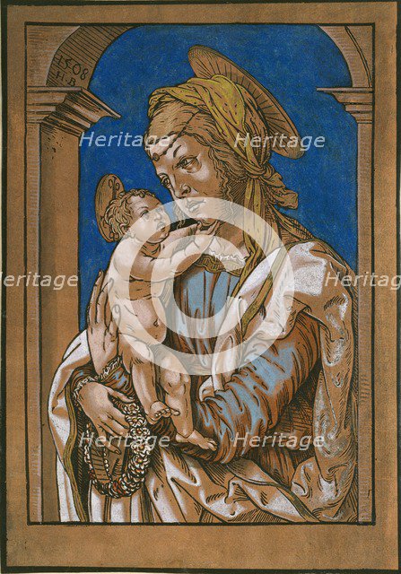 Madonna and Child under an arch, 1508. Artist: Hans Burgkmair, the Elder.