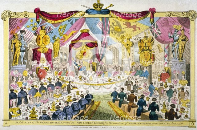 Royal opening of London Bridge, 1831. Artist: Anon