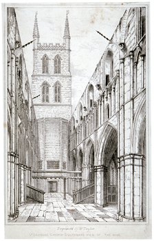 View of the nave, St Saviour's Church, Southwark, London, c1834.                                     Artist: W Taylor