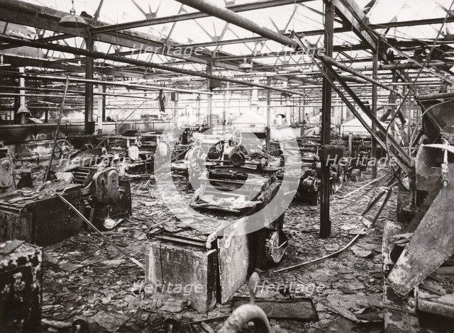 The biscuit room after bombing damage, Alfred Hughes Factory, Birmingham, 1940. Artist: Unknown