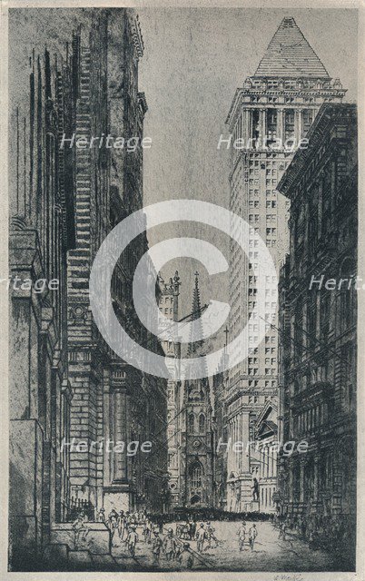 'Wall Street, New York', c1913. Artist: William Monk.