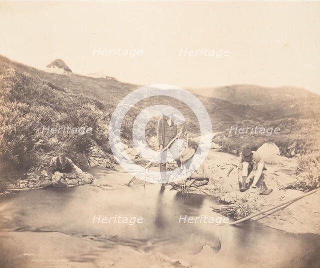 Man and Boys Fishing, ca. 1856-59. Creator: Horatio Ross.