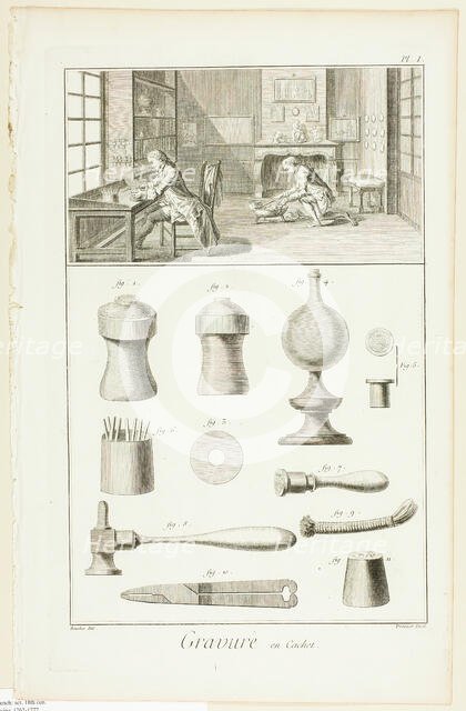 Seal Engraving, from Encyclopédie, 1762/77. Creator: Benoit-Louis Prevost.