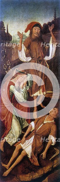 'Adam and Eve Crying over the Body of Able', c1440-1495.  Artist: Vrancke Van der Stockt