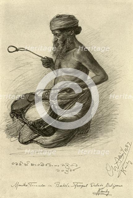 Menika - drummer at the Temple of the Tooth, Kandy, Ceylon, 1898. Creator: Christian Wilhelm Allers.