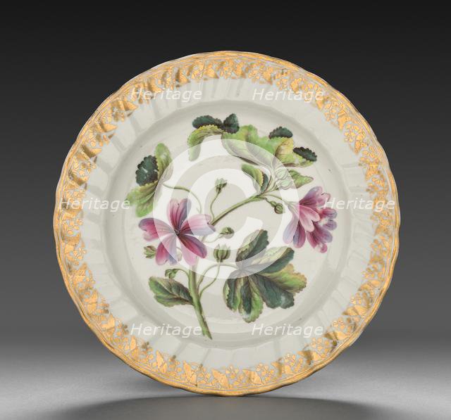 Plate from Dessert Service: Marsh Mallow, c. 1800. Creator: Derby (Crown Derby Period) (British).