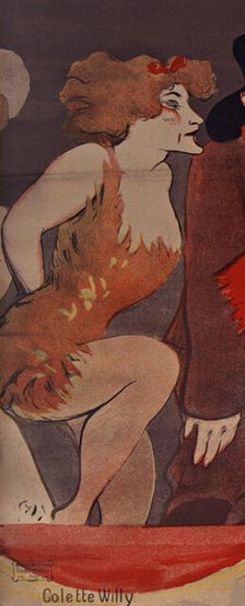 Colette Willy. Detail of the poster "Tous les soirs Marigny Revue", 1907. Creator: Lourdey, Maurice (1860-1934).