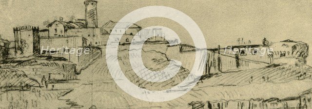 'The Citadel of Brescia', mid-late 18th century, (1928). Artist: Giovanni Domenico Tiepolo.