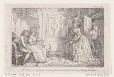 Tom Jones & Sophia interrupted in a tete a tete by Lady Bellaston, from "The History of To..., 1792. Creator: Thomas Rowlandson.