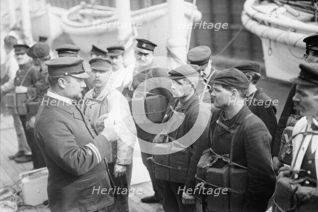 Life boat drill KAISER WILHELM II, between c1910 and c1915. Creator: Bain News Service.