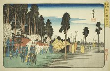 Inari Shrine at Oji (Oji Inari no yashiro), from the series "Famous Places in Edo..., c.1832/34. Creator: Ando Hiroshige.