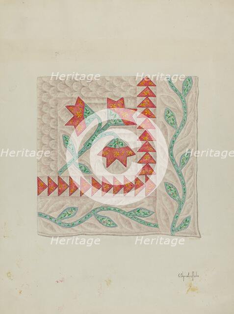 Quilt (Corner Section), c. 1940. Creator: Cornelius Christoffels.