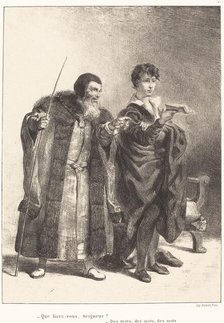 Polonius and Hamlet (Act II, Scene II), 1834/1843. Creator: Eugene Delacroix.
