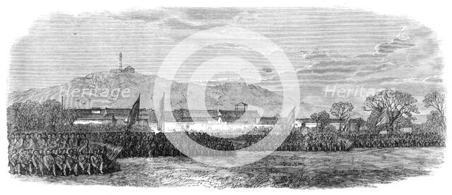 The Taeping Rebellion in China: troops of the Quinsan Garrison..., forming square, 1864. Creator: Unknown.