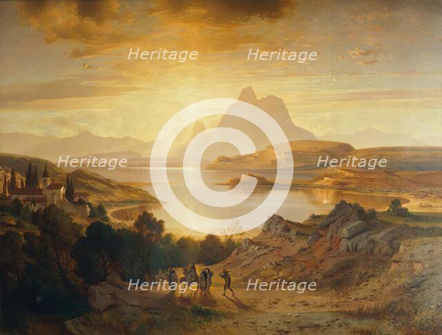 Lake Lugano, 1868. Creator: Albert Zimmermann.