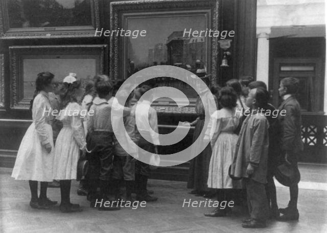 Washington, D.C. public schools - art gallery field trip - viewing painting, (1899?). Creator: Frances Benjamin Johnston.