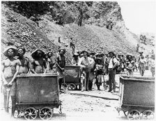 Zulu 'boys' working at De Beers diamond mines, Kimberley, South Africa, c1885.  Artist: Anon