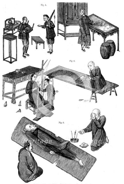 Opium-smoking in China - from drawings by a native artist, 1858. Creator: Unknown.